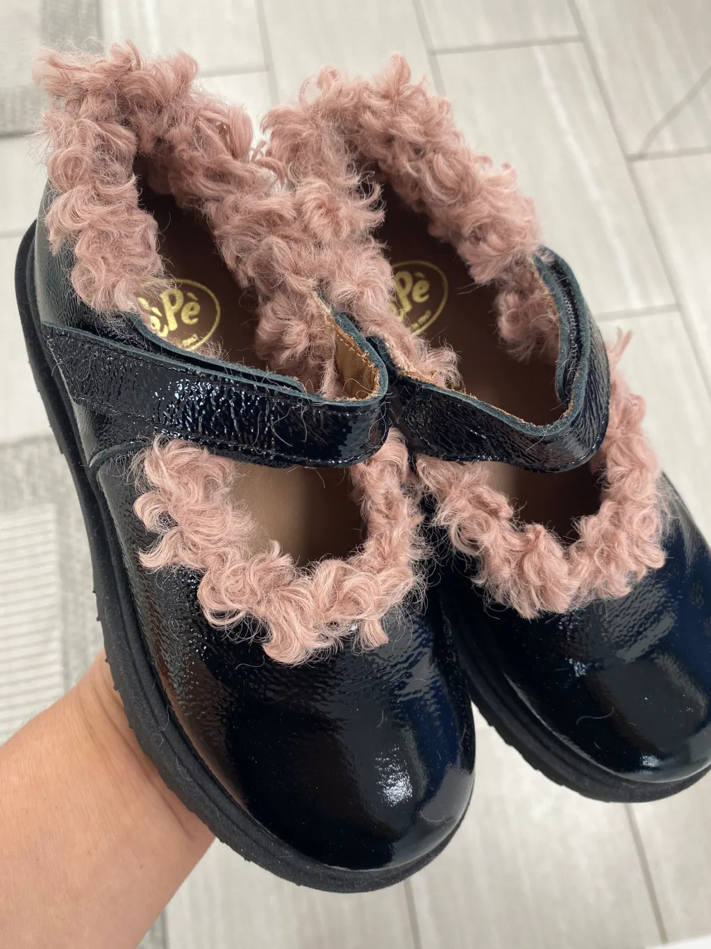 PèPè Pepe Black Patent Fur Mary Jane Discount