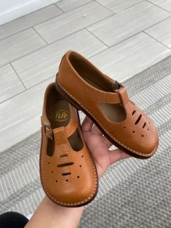 PèPè Pepe Brown Perforated Vintage T Strap Shoe Hot