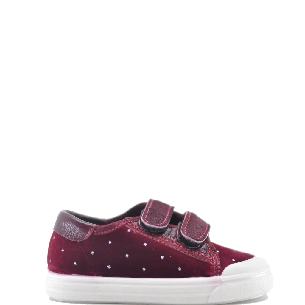 PèPè Pepe Burgundy Crystal Velvet Velcro Sneaker New