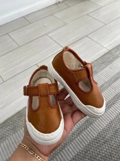 PèPè Pepe Cognac Leather T Strap Baby Shoe Best