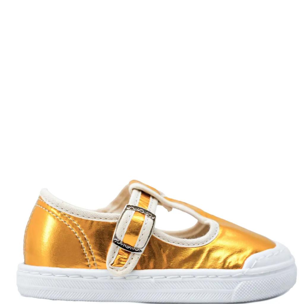 PèPè Pepe Gold Nylon T Strap Shoe Fashion