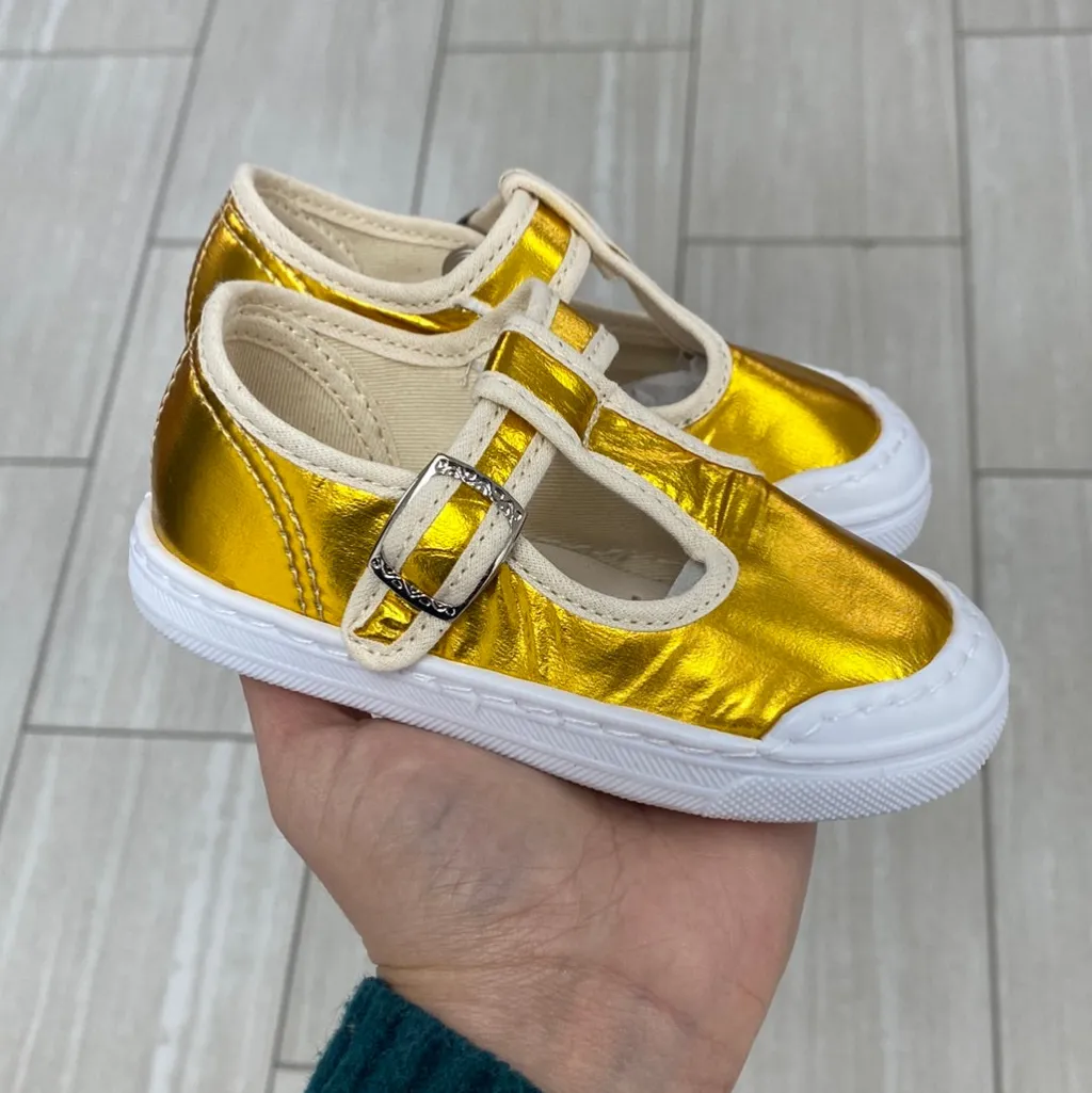 PèPè Pepe Gold Nylon T Strap Shoe Fashion