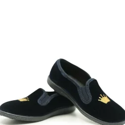 PèPè Pepe Navy Velvet Crown Embroidered Slip On Sale