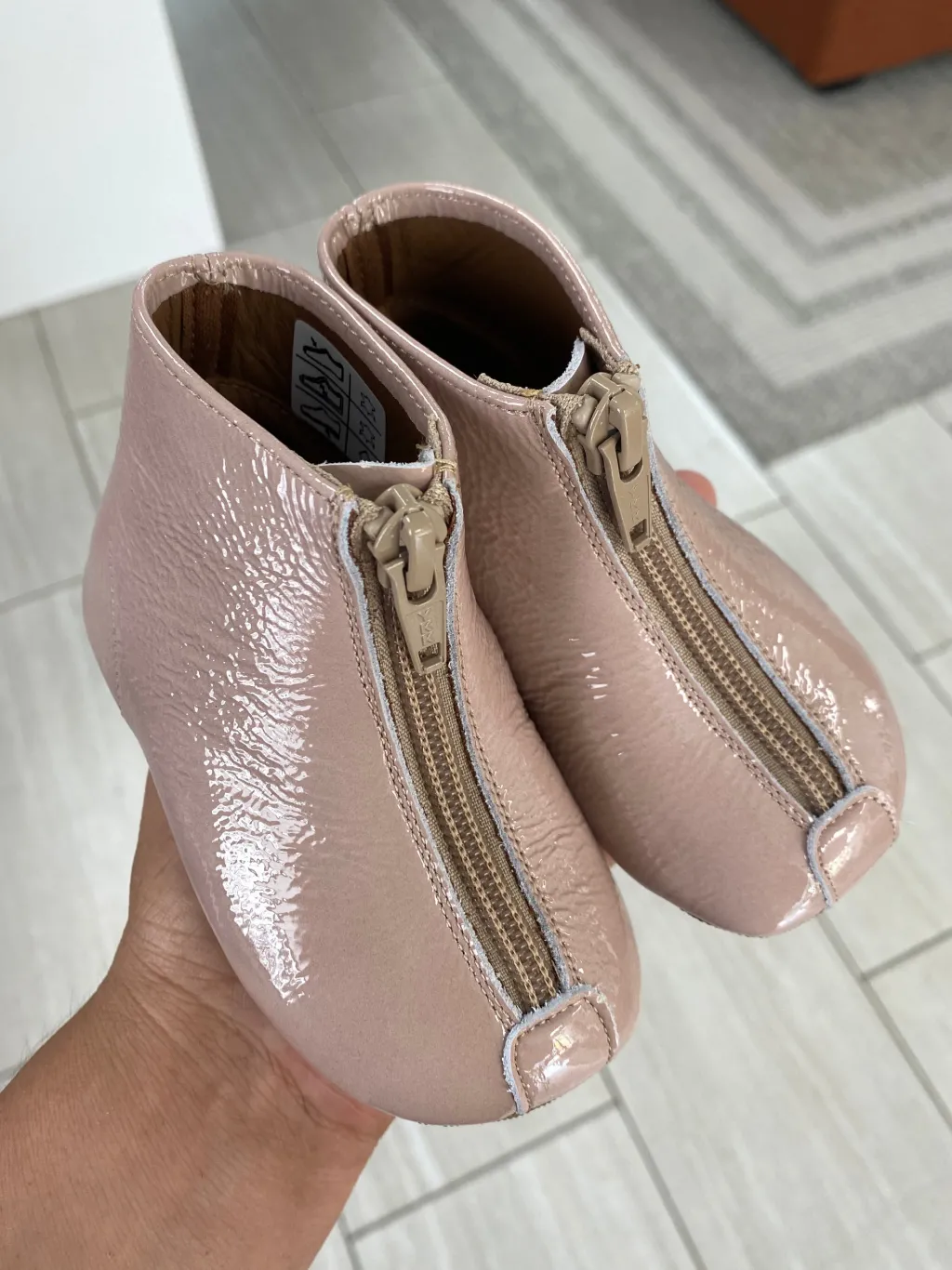 PèPè Pepe Nude Patent Zipper Baby Bootie Hot