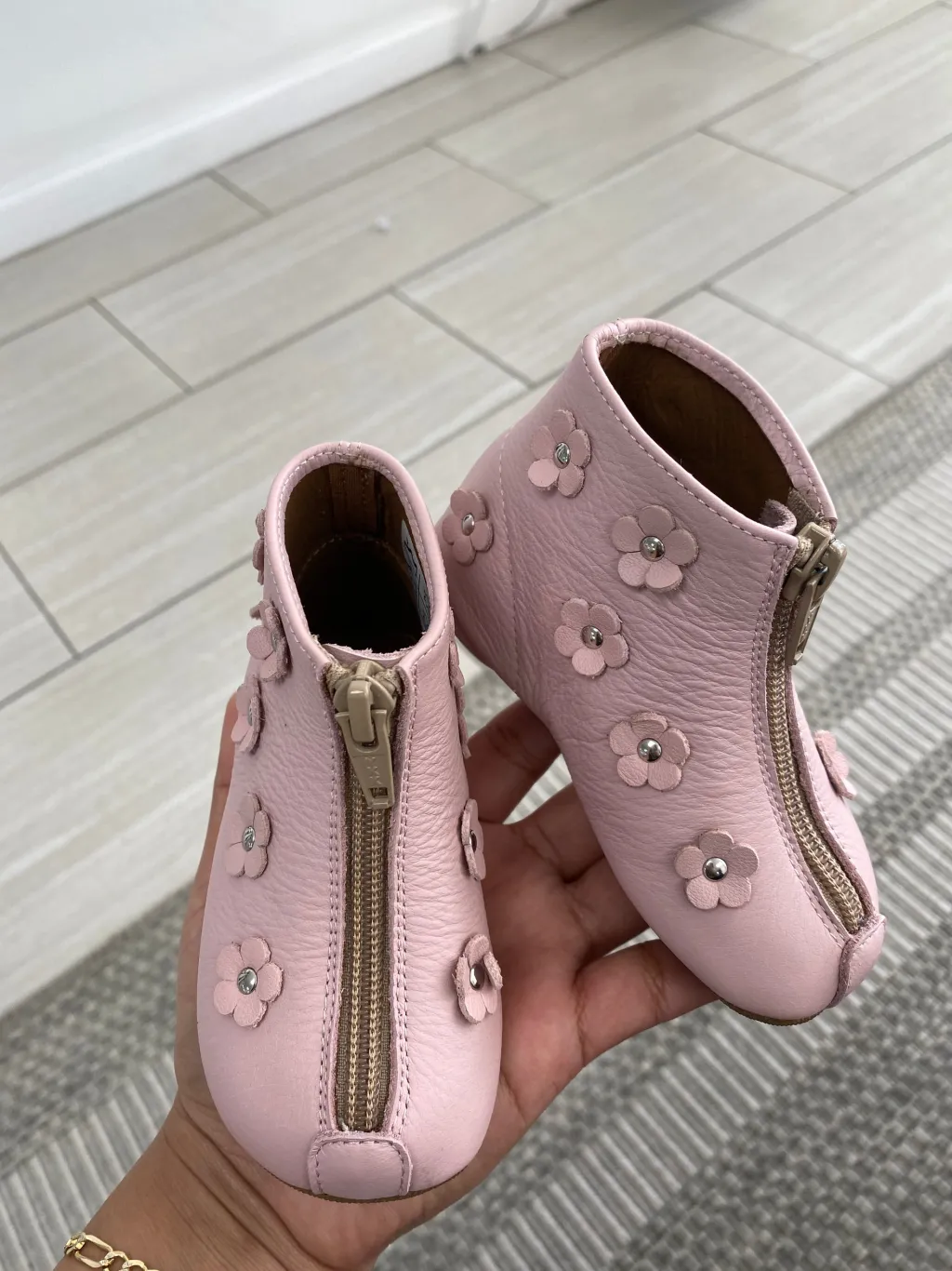 PèPè Pepe Pink Flower Zipper Baby Bootie Outlet