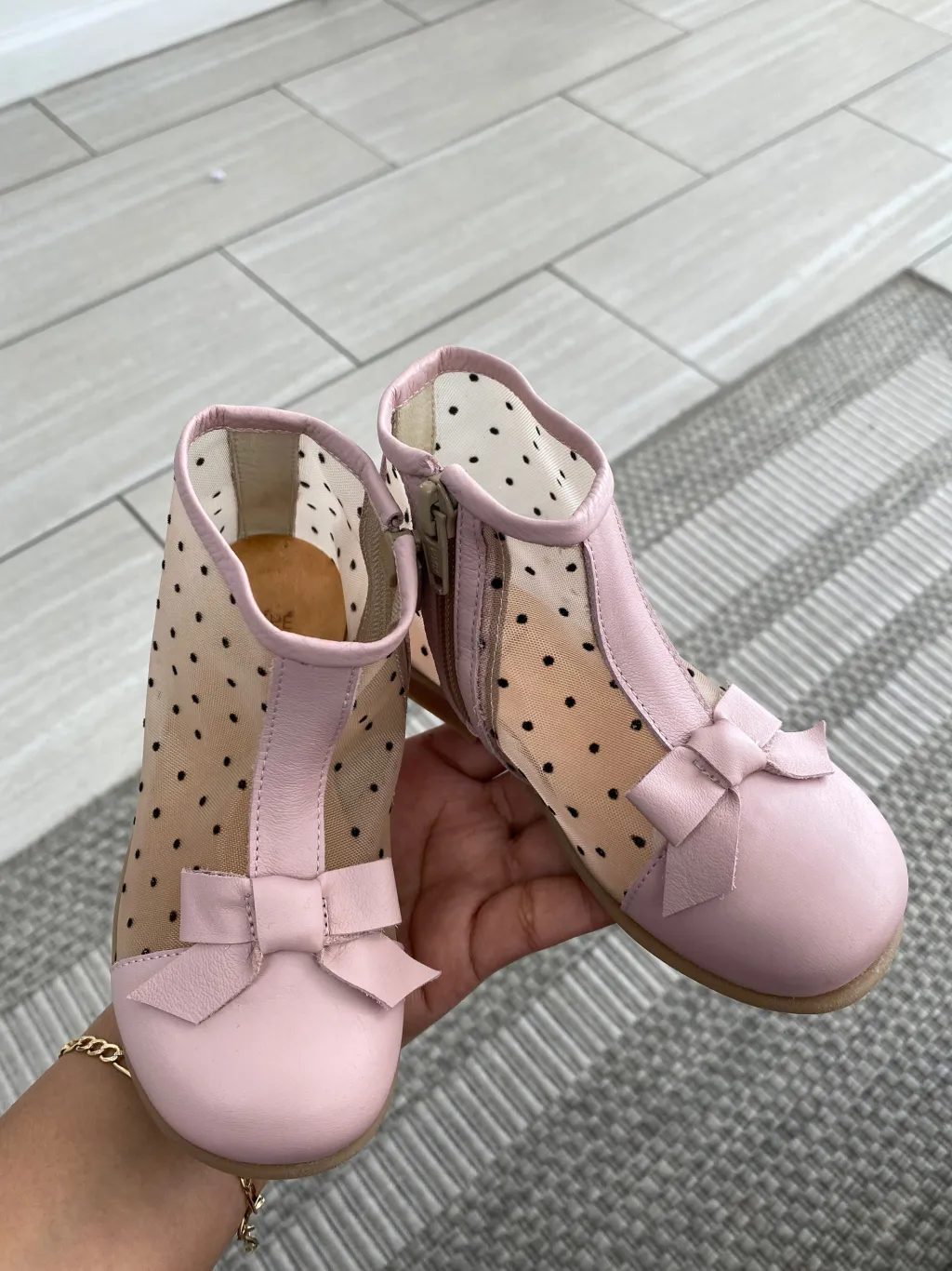 PèPè Pepe Rosa Rete Dotted Baby Bootie Hot