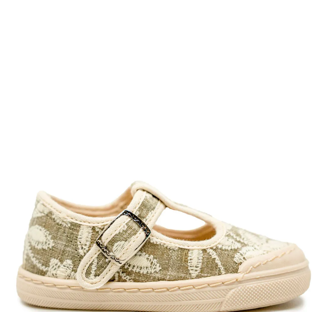 PèPè Pepe Taupe Floral T Strap Baby Sneaker Outlet