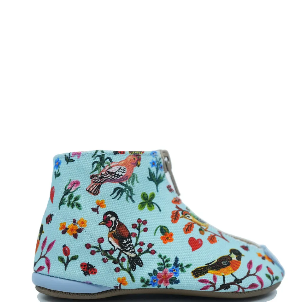 PèPè Pepe Turquoise Birds Zipper Bootie New