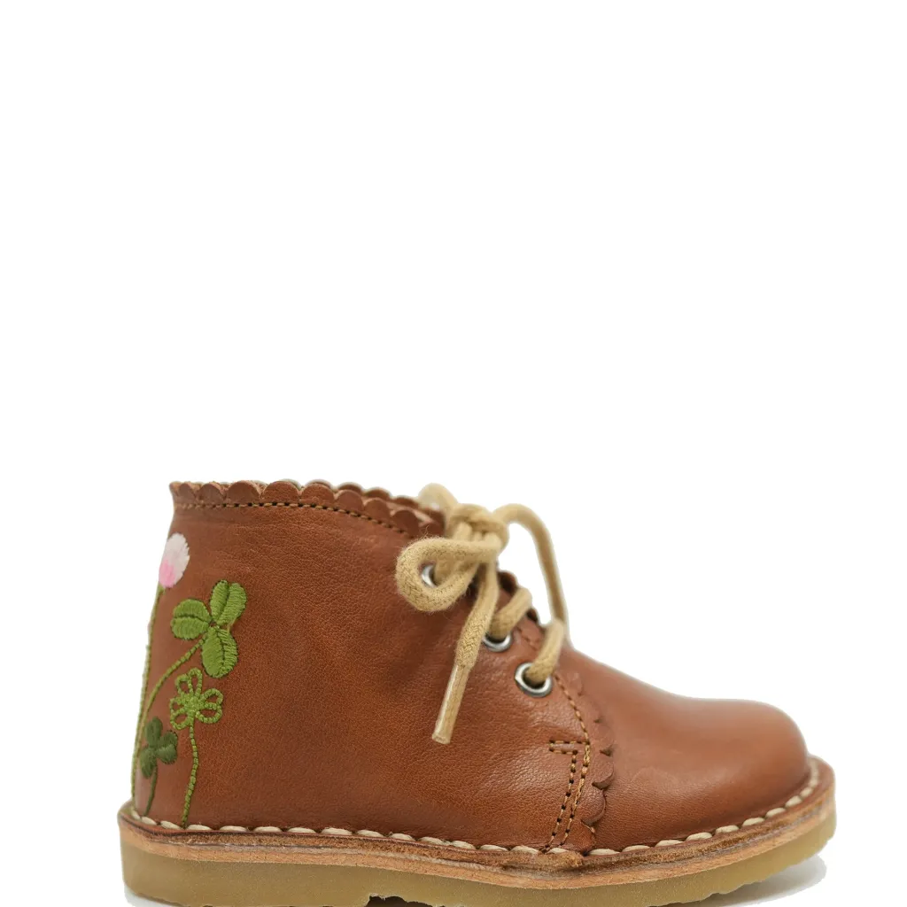 Petit Nord Clover Embroidered Baby Bootie New