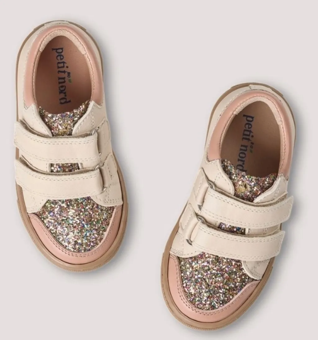 Petit Nord Cream Sparkle Velcro Sneaker Discount