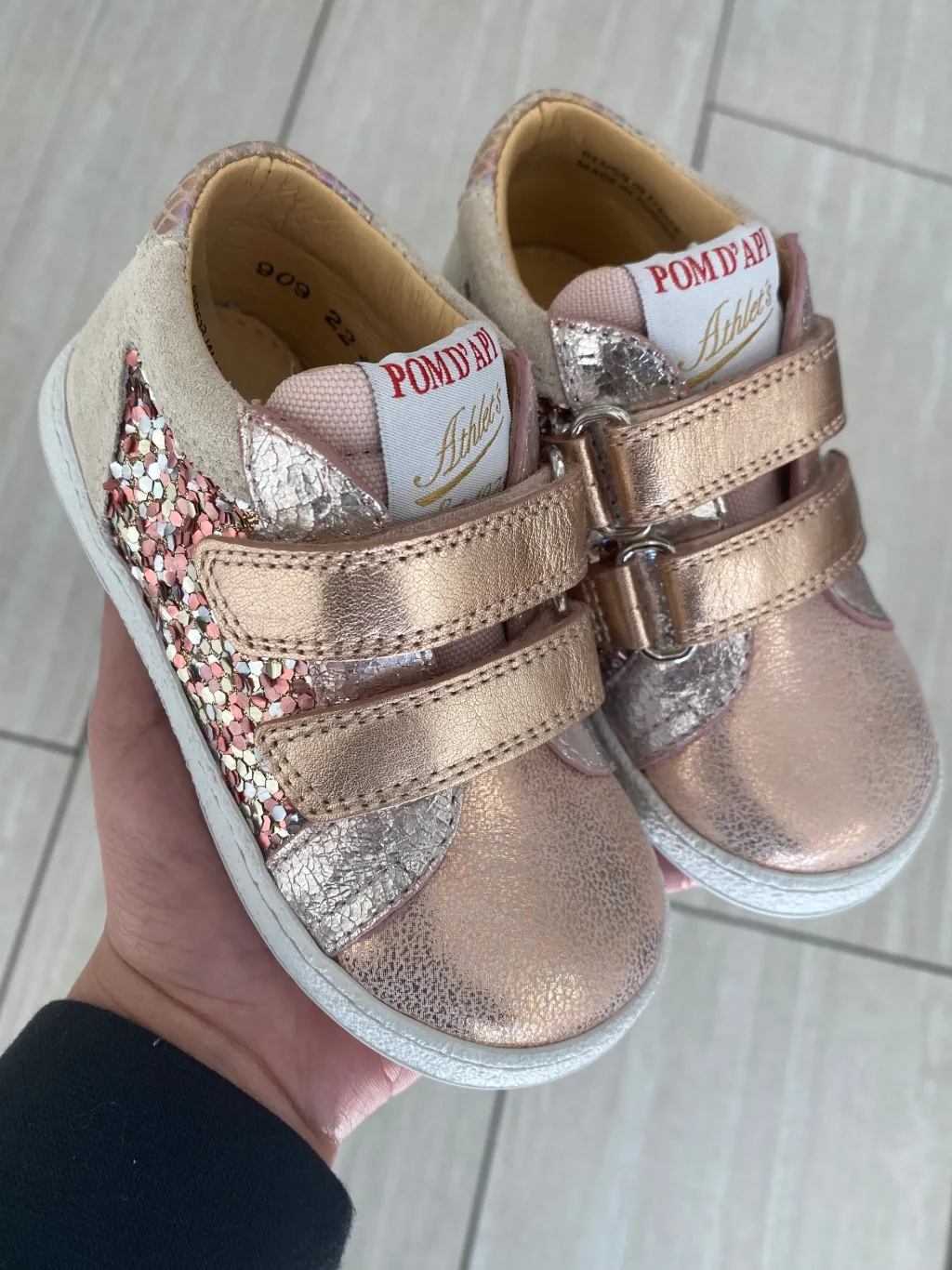 Pom D'Api Pink Glitter Baby sneaker Best