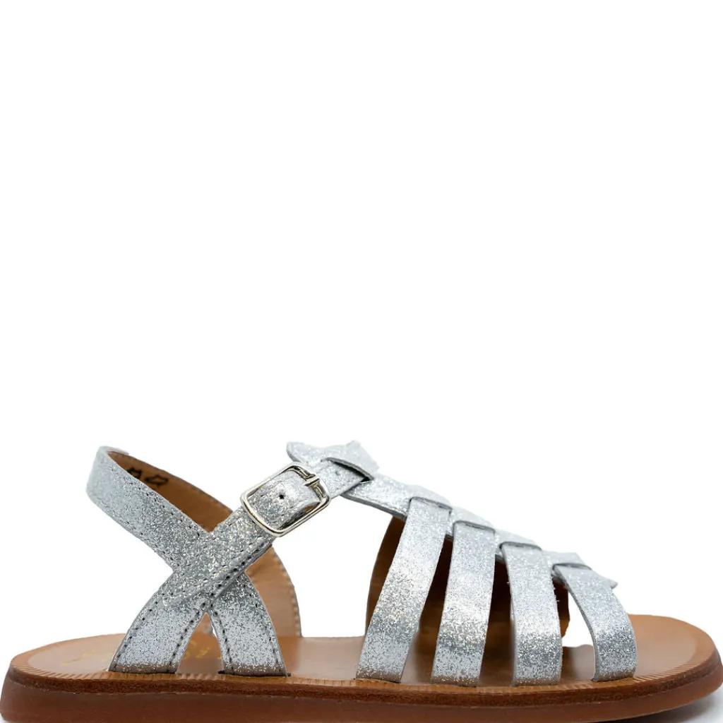 Pom D'Api Silver Glitter Sandal New