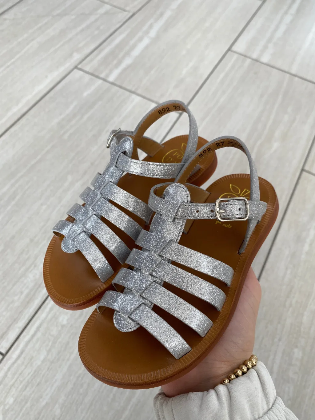 Pom D'Api Silver Glitter Sandal New