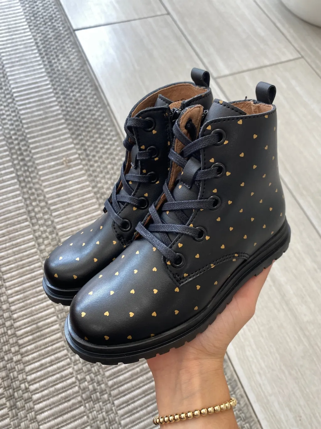 Porte Black and Gold Heart Boot Sale
