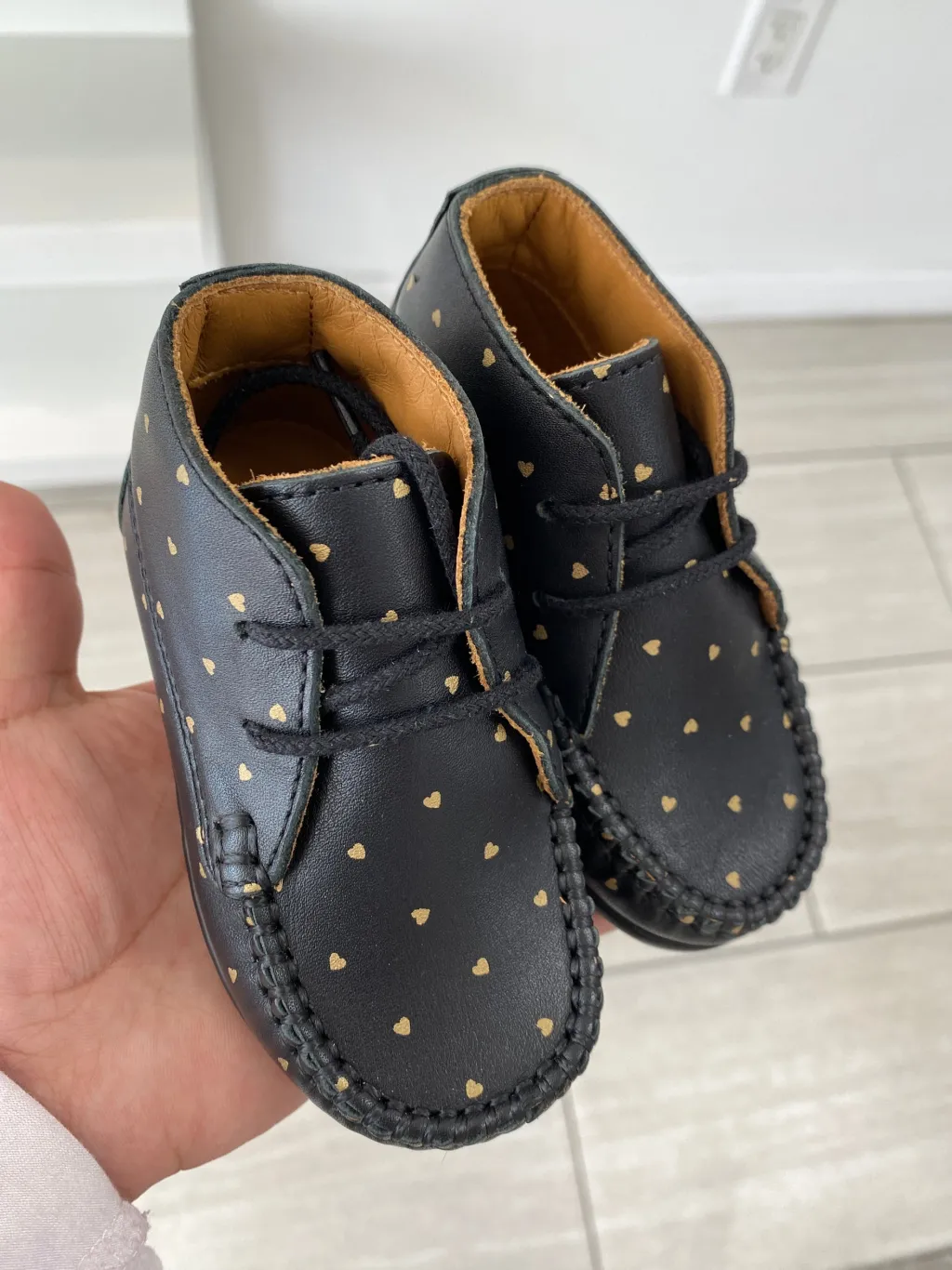 Porte Black and Gold Heart Baby Bootie Clearance