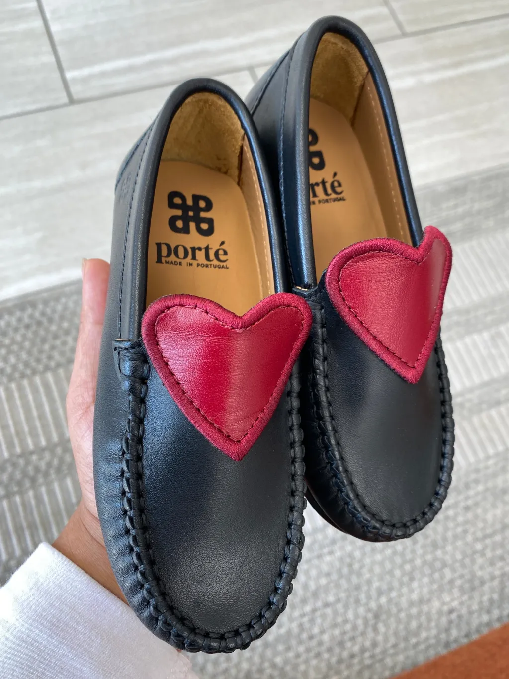 Porte Black and Red Heart Loafer Discount
