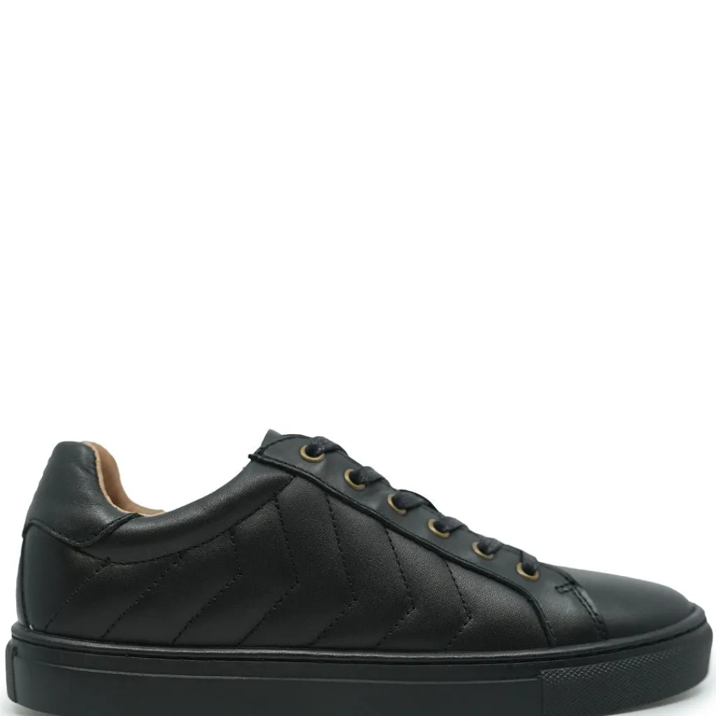 Porte Black Leather Side Stitching Sneaker Best