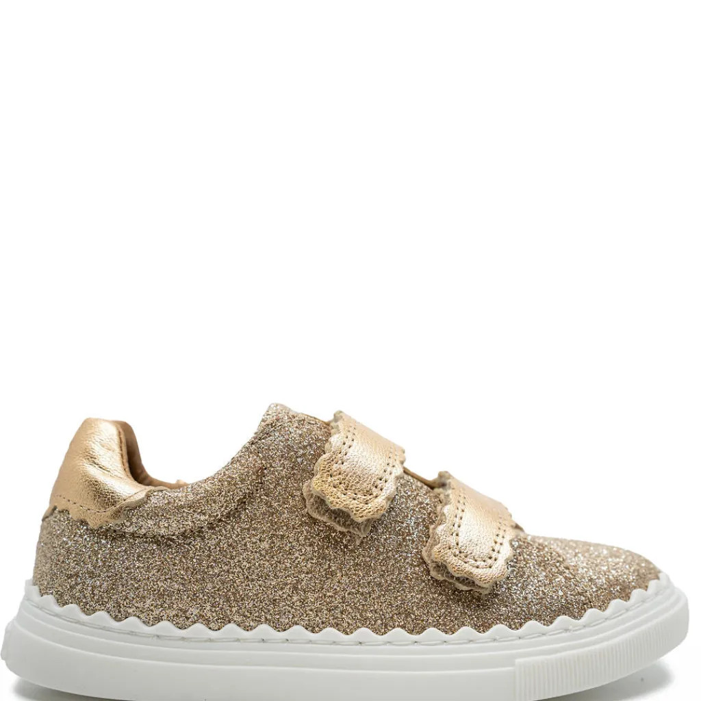 Porte Gold Glitter Velcro Sneaker Outlet