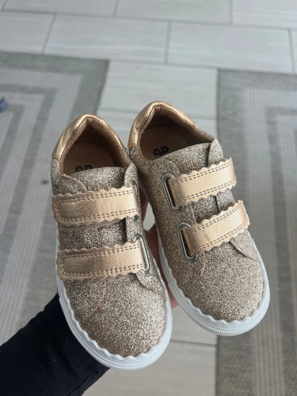 Porte Gold Glitter Velcro Sneaker Outlet