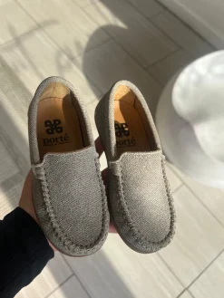 Porte Greige Linen Coated Loafer Fashion