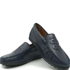 Porte Navy Leather Logo Loafer Outlet