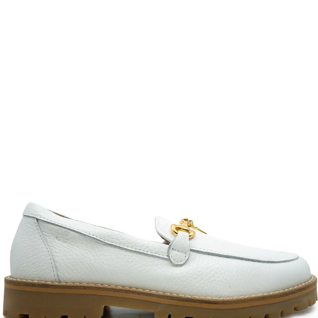 Porte White Pebbled Charms Chunky Loafer Hot