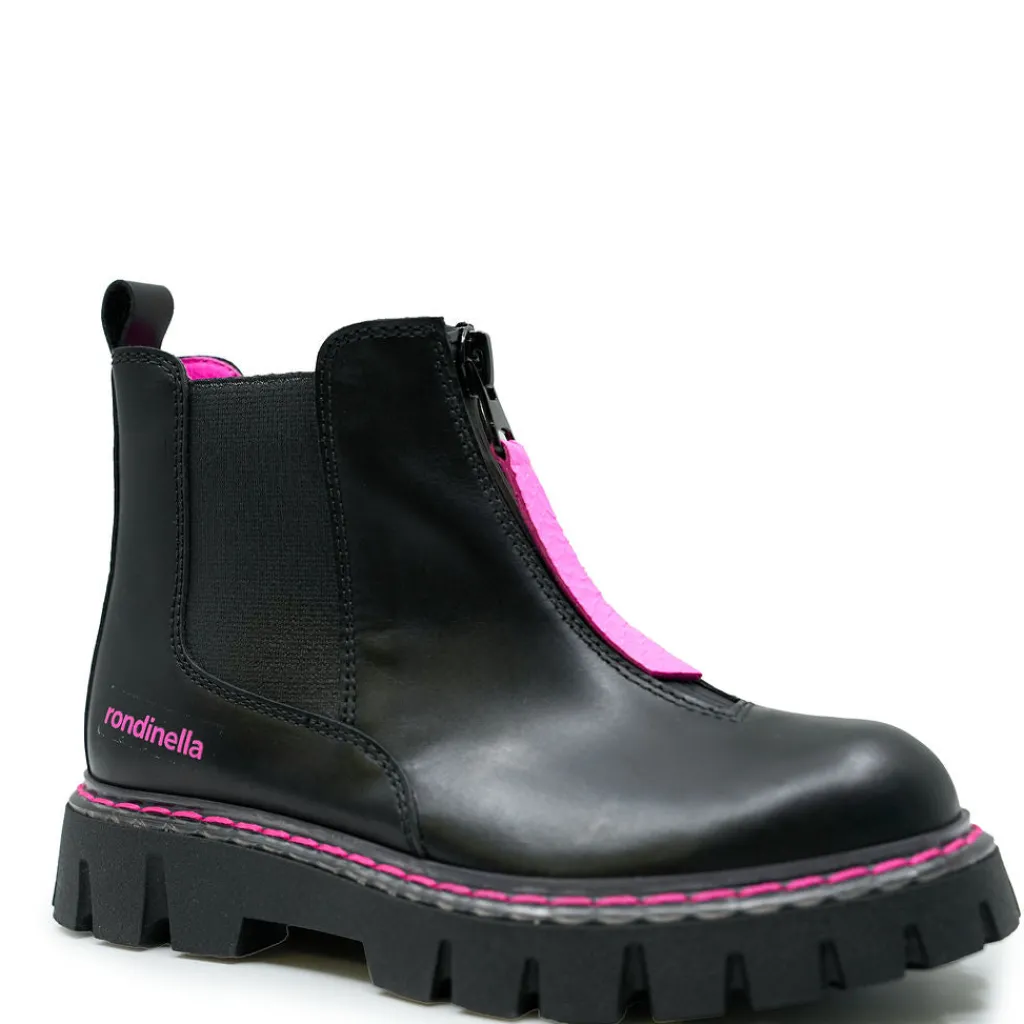 Rondinella Black and Pink Chunky Zipper Bootie Online
