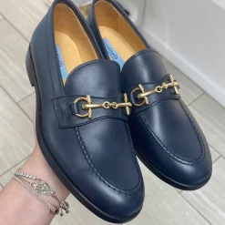 Rondinella Navy Leather Buckle Dress Shoe Online