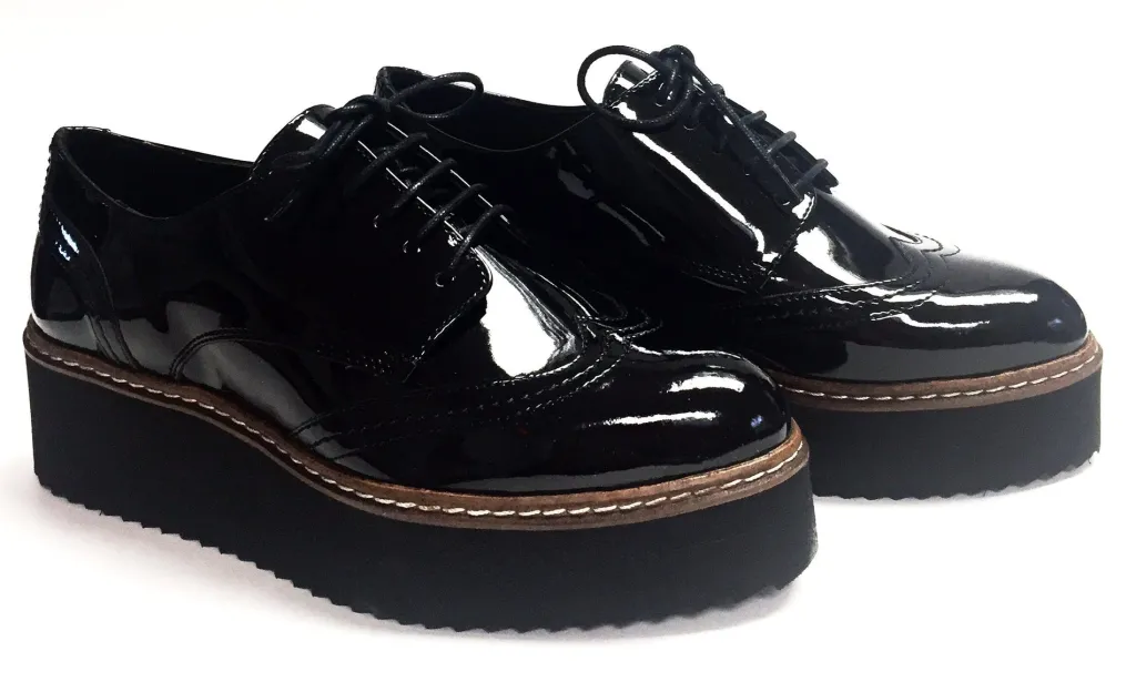 Shellys London Black Platform Oxford Clearance