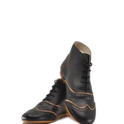 Sonatina Black and Cognac Wingtip Bootie Hot