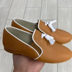 Sonatina Camel and White Tassel Smoking Loafer Best
