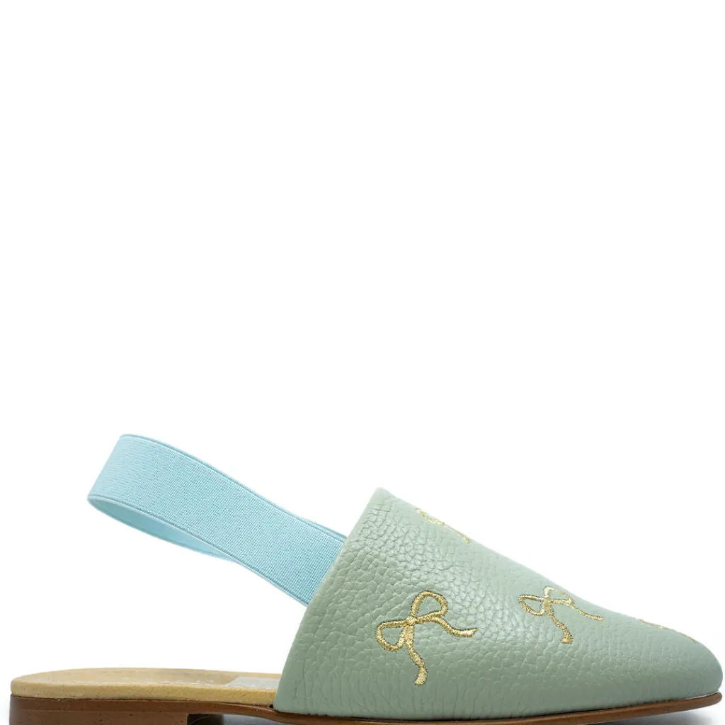 Spain+Co Aqua Bow Embroidered Slingback Clearance