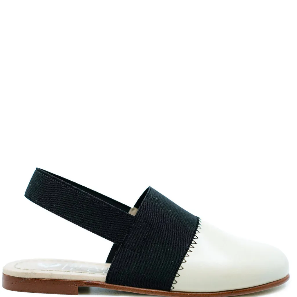Spain+Co Black and Cream Elastic Mule Online
