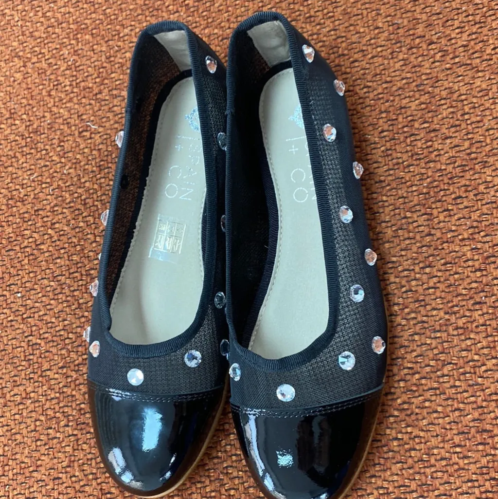 Spain+Co Black Mesh Embellished Flat Outlet