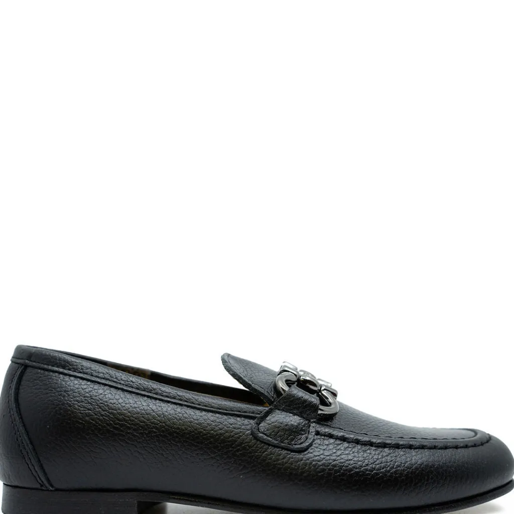 Spain+Co Black Pebbled Leather Buckle Dress Shoe Clearance