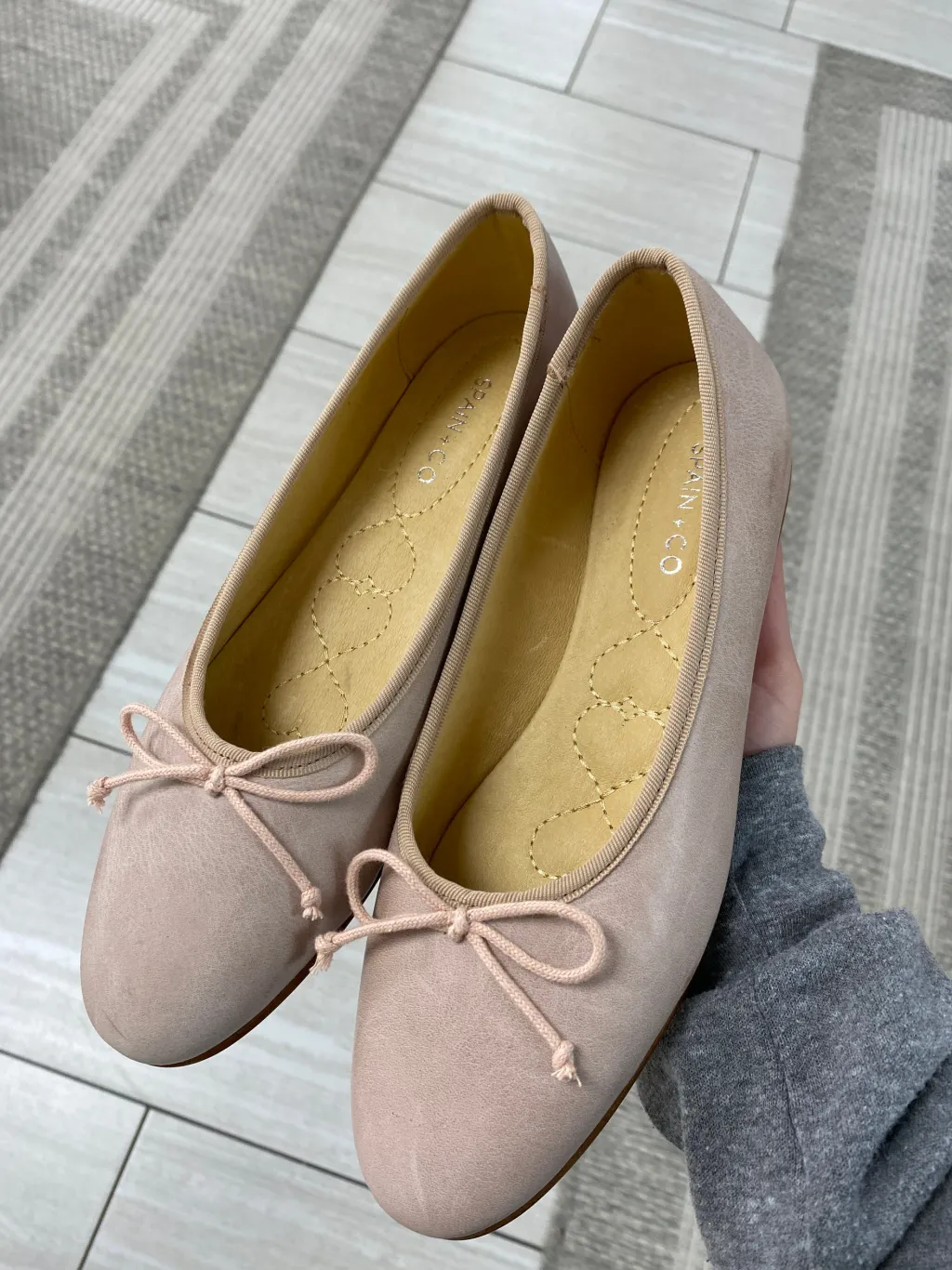 Spain+Co Clay Leather Bow Flat Discount