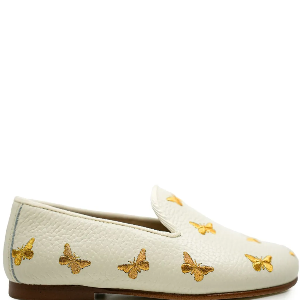 Spain+Co Cream and Gold Butterfly Smoking Loafer Outlet