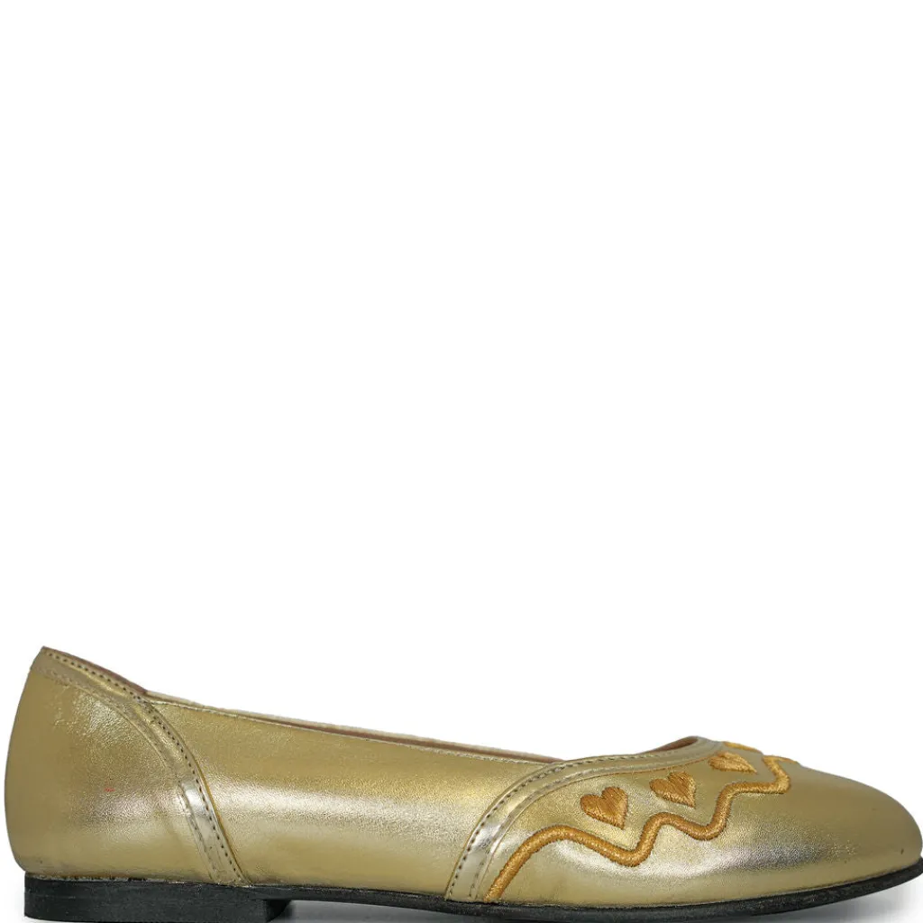 Spain+Co Gold Heart Embroidered Flat Best