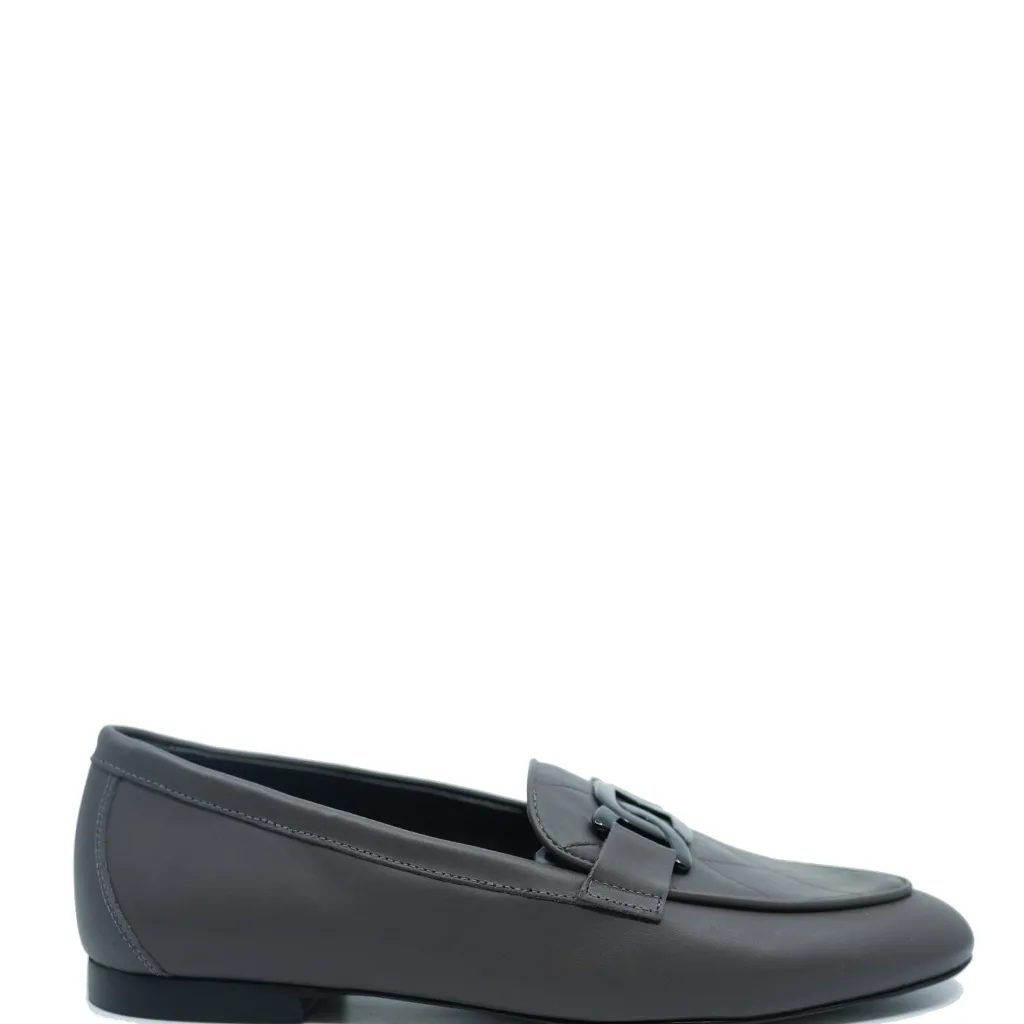 Spain+Co Gray Printed Leather Buckle Loafer Outlet