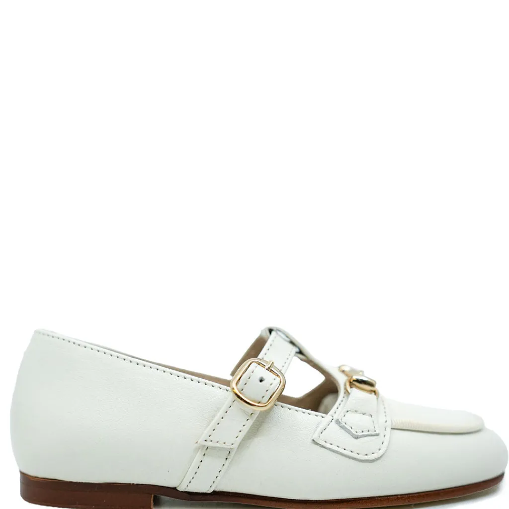 Spain+Co Ivory T Strap Buckle Loafer New