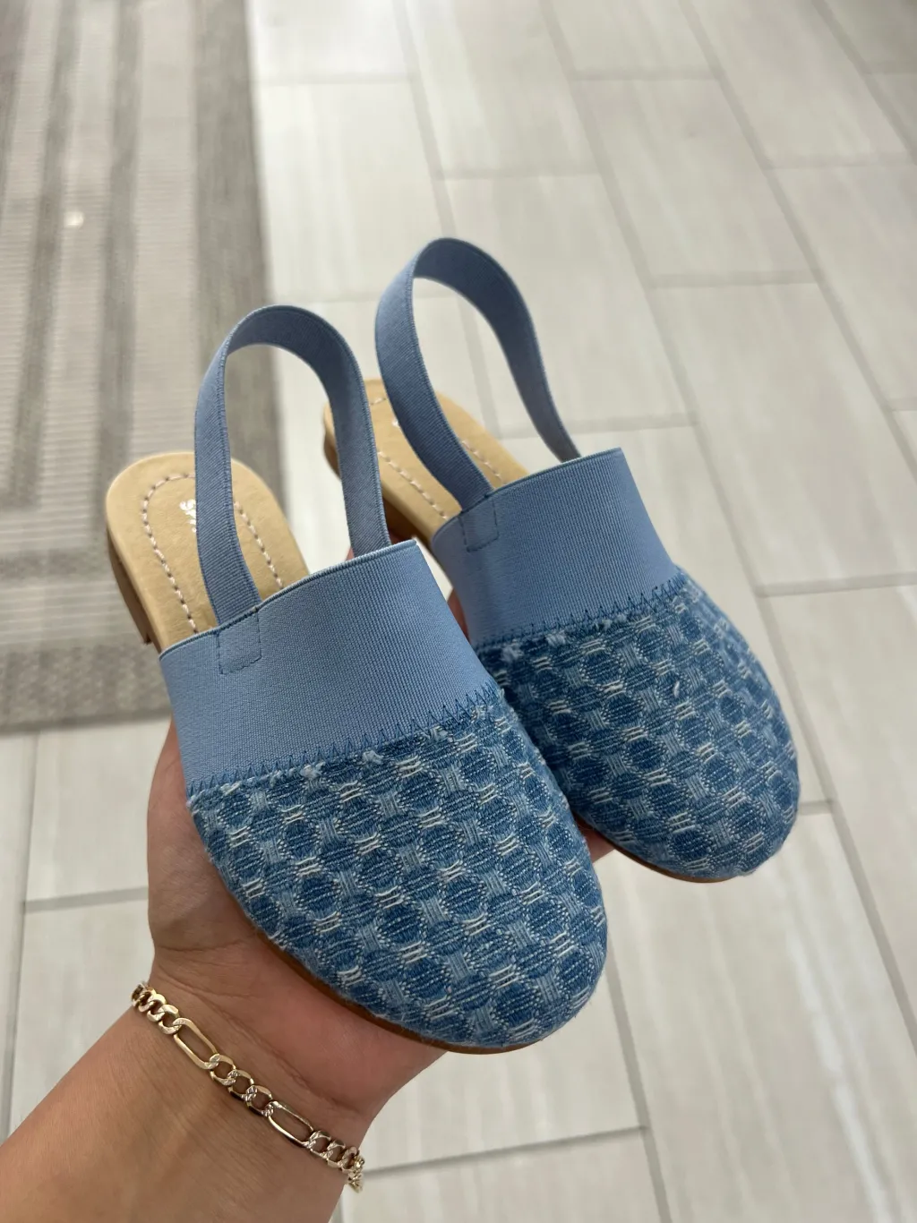 Spain+Co Jean Quilted Elastic Mule Fashion