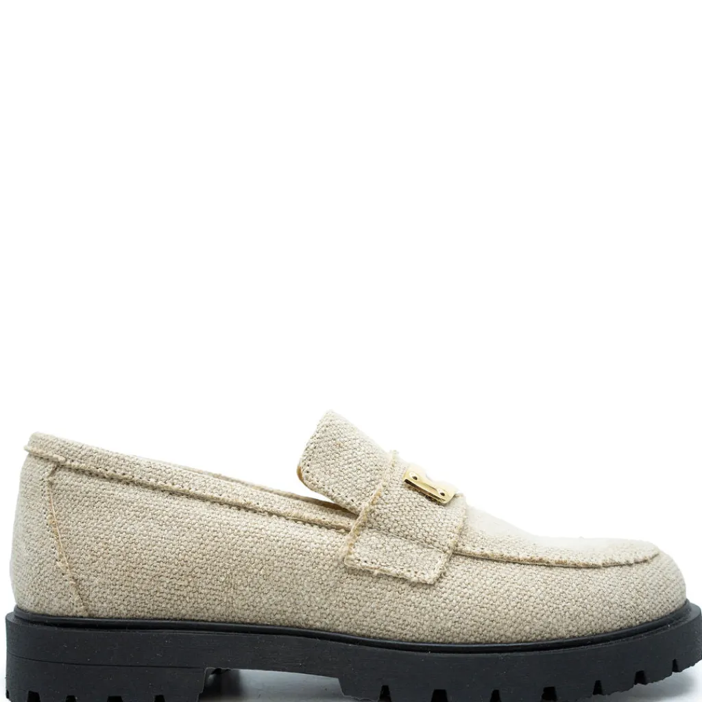 Spain+Co Linen Metal Penny Chunky Loafer Sale