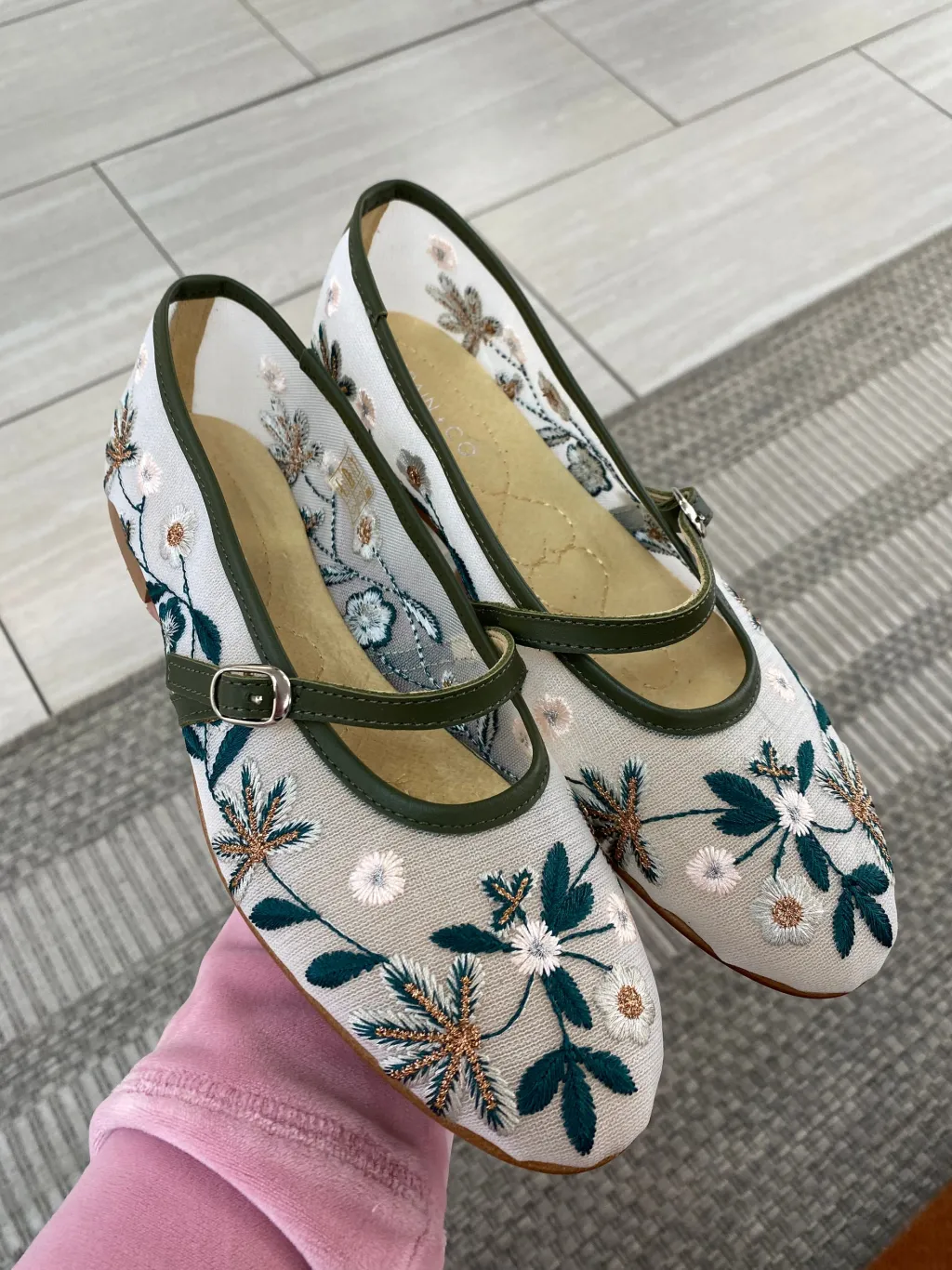 Spain+Co Mesh Floral Embroidered Strap Flat Outlet