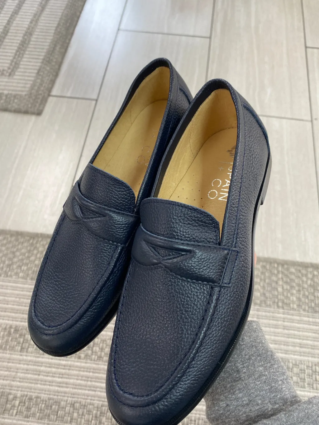 Spain+Co Navy Pebbled Penny Dress Shoe Clearance
