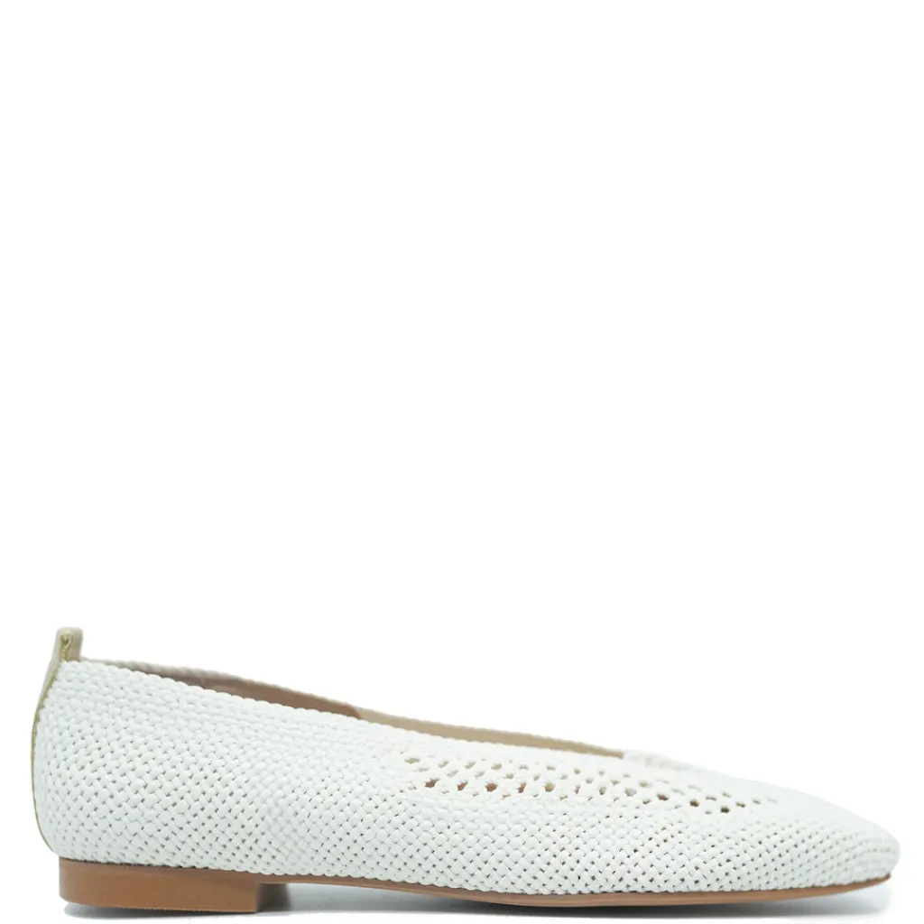 Spain+Co Off White Crochet Square Toe Flat Discount