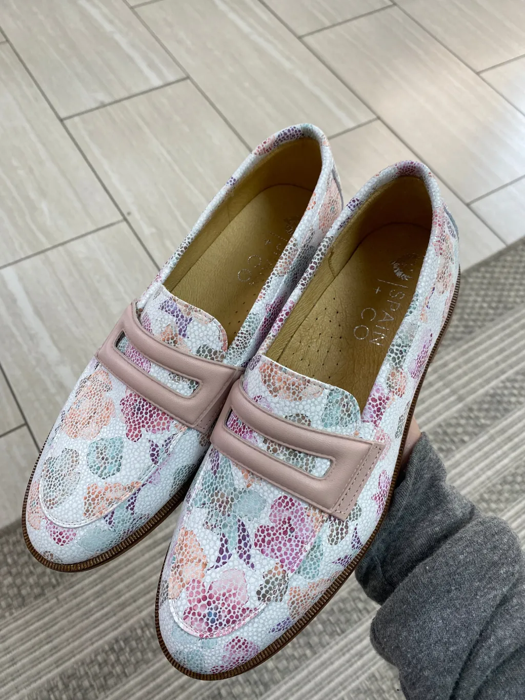 Spain+Co Pink Floral Penny Loafer Best