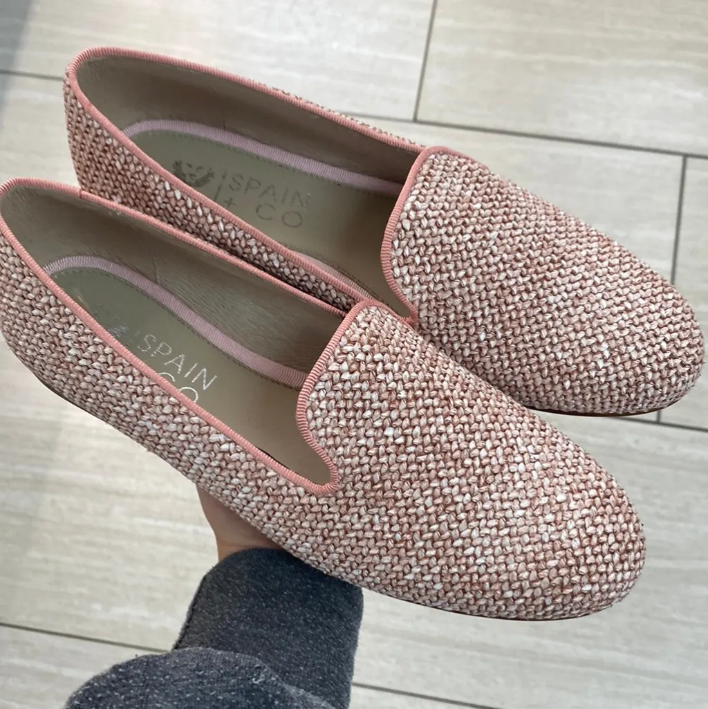 Spain+Co Pink Rafia Smoking Loafer New