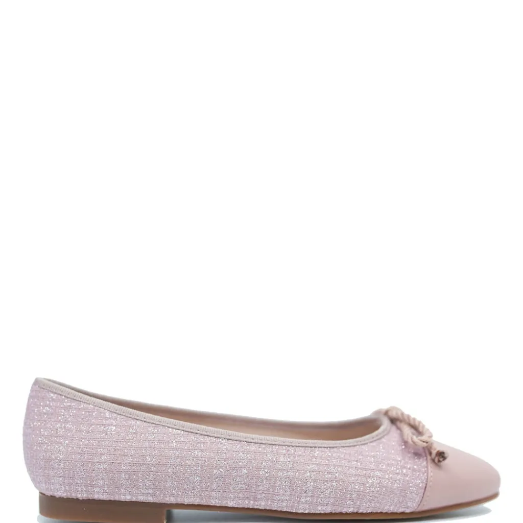 Spain+Co Pink Tweed Captoe Ballet Flat New