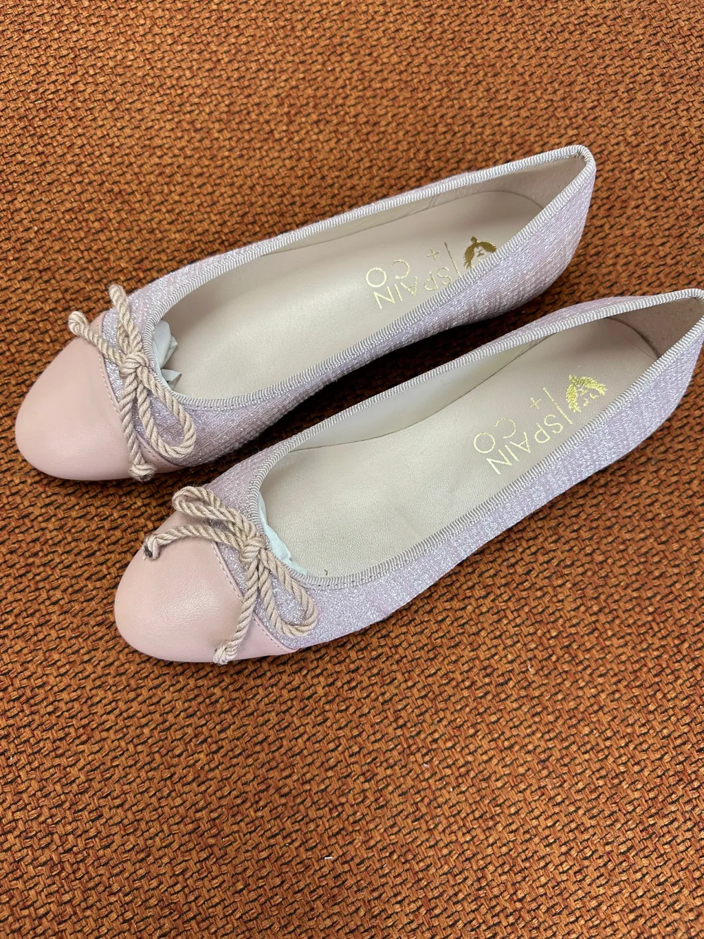 Spain+Co Pink Tweed Captoe Ballet Flat New