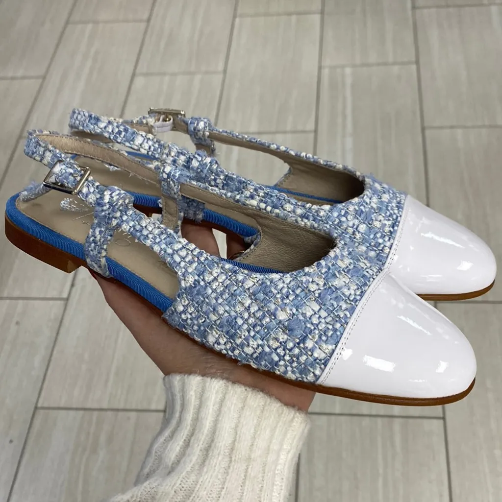 Spain+Co Sky Tweed Captoe Slingback Online
